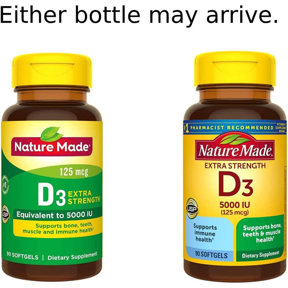 Nature Made Extra Strength Vitamin D3 5000 IU - 90 Softgels - image 2