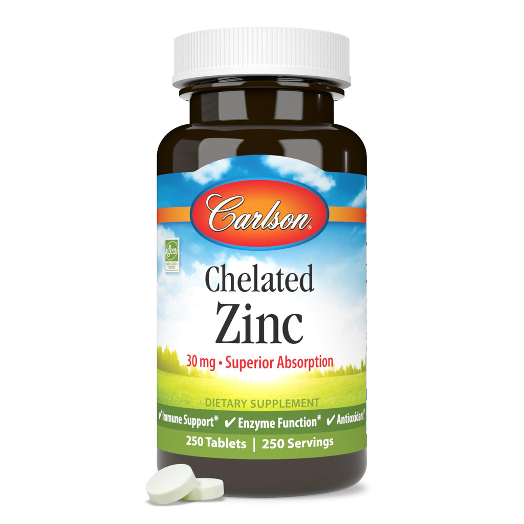 Carlson Chelated Zinc 30 mg Immune Support - 250 Tablets - image 5