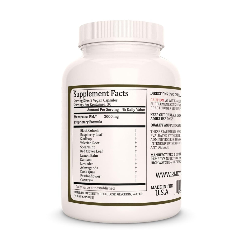 Remedy's Nutrition Menopause P.M. Herbal Supplement - 60 Vegan Capsules - image 2