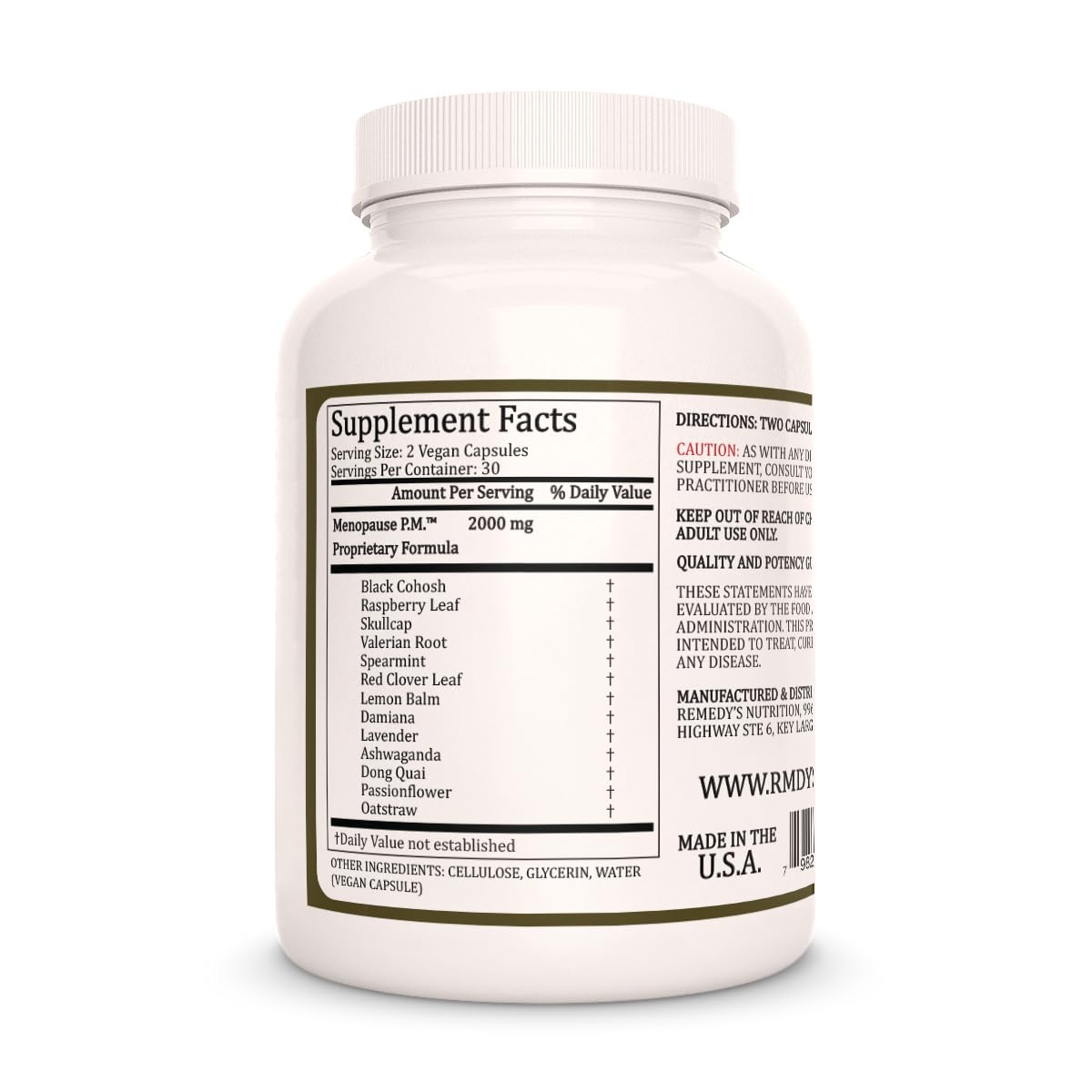 Remedy's Nutrition Menopause P.M. Herbal Supplement - 60 Vegan Capsules - image 2