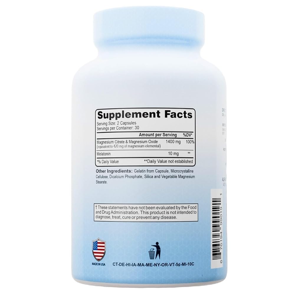 ALFA VITAMINS Magnesium Plus Melatonin 10 mg Sleep Support - 60 Capsules - image 2