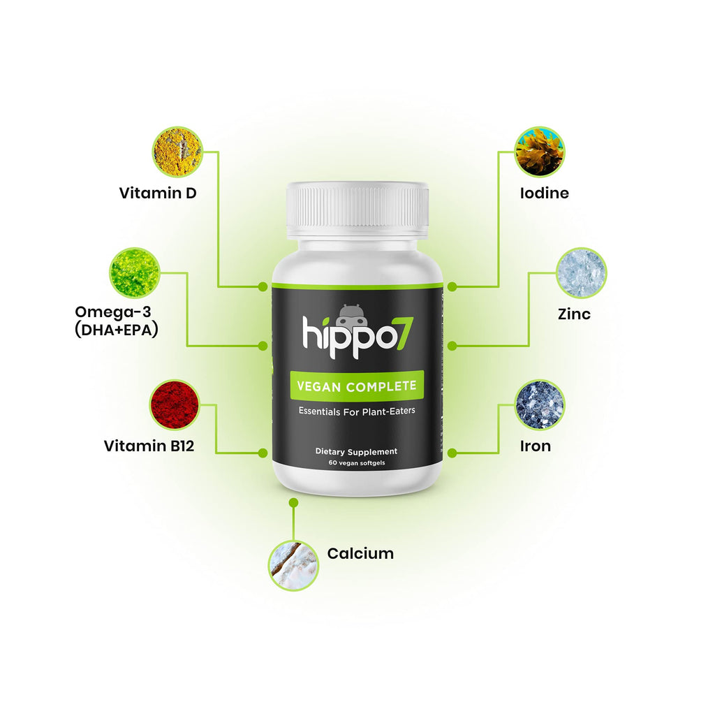 Hippo7 Vegan Complete Multivitamin with B12, D, Omega-3 - 60 Softgels - image 4