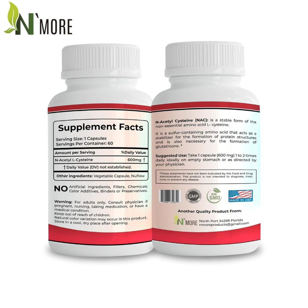 N'More Pure NAC 600mg - 60 Vegetarian Capsules - image 2