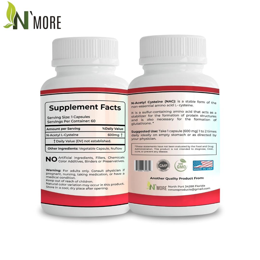 N'More Pure NAC 600mg - 60 Vegetarian Capsules - image 2