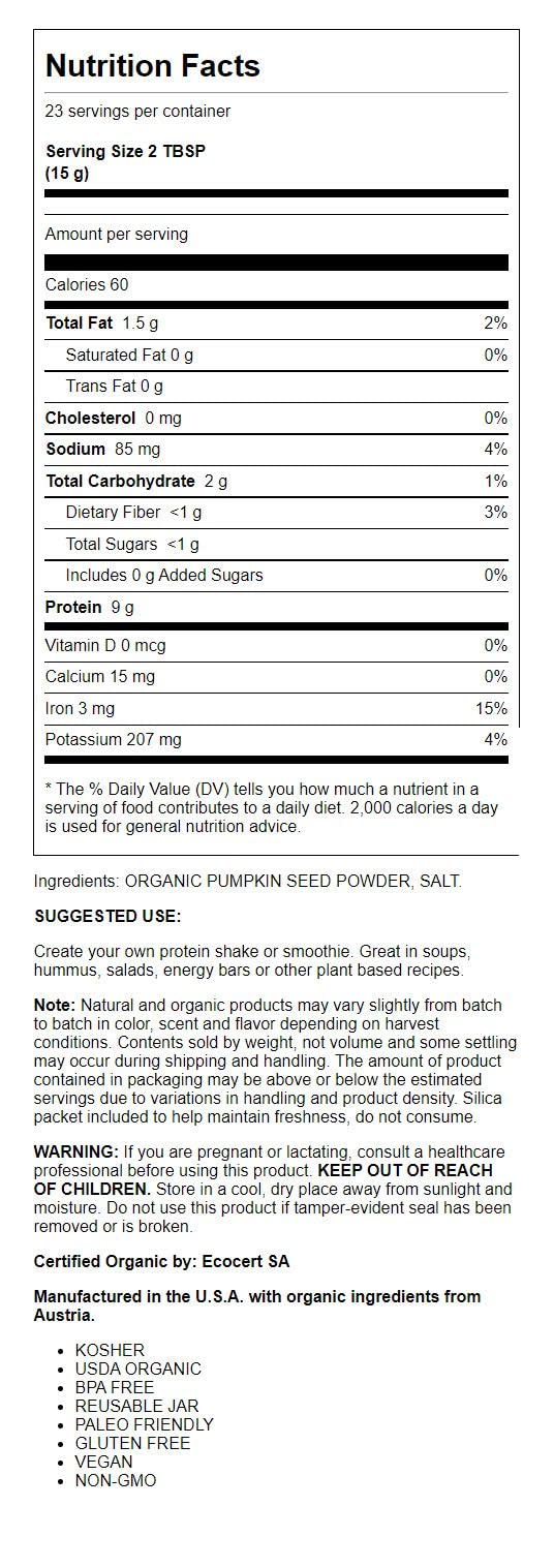 BareOrganics Pumpkin Seed Protein Powder - 12 oz - image 2