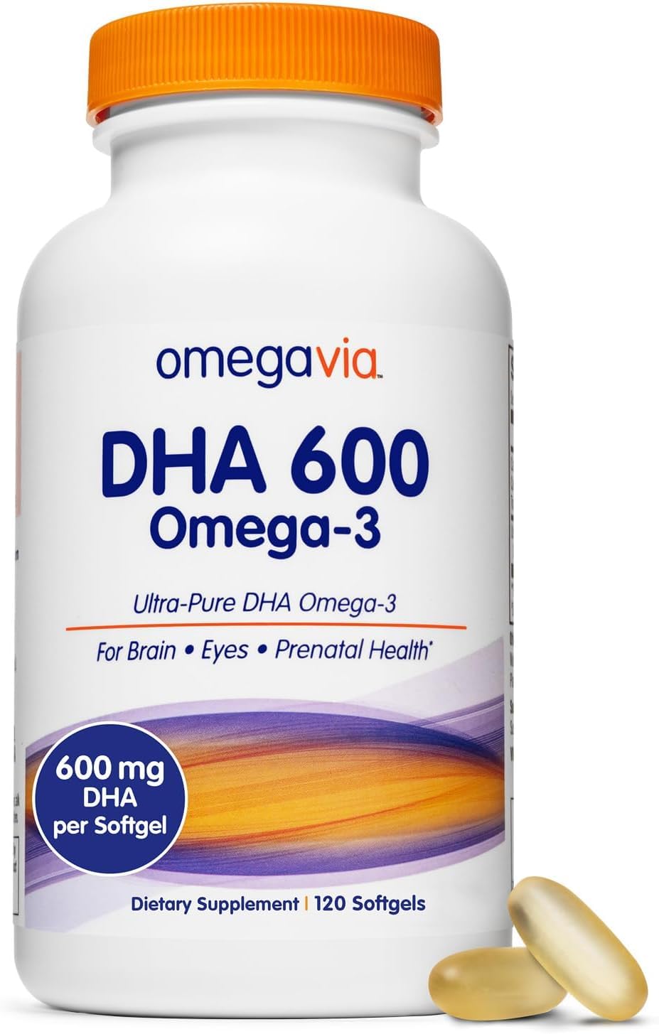 OmegaVia DHA 600 Ultra Pure Omega 3 Fish Oil - 120 Softgels
