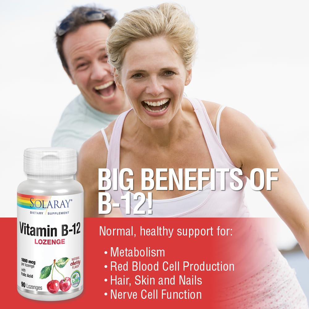 Solaray Vitamin B-12 1000mcg Lozenges Energy Support - 90 Count - image 5
