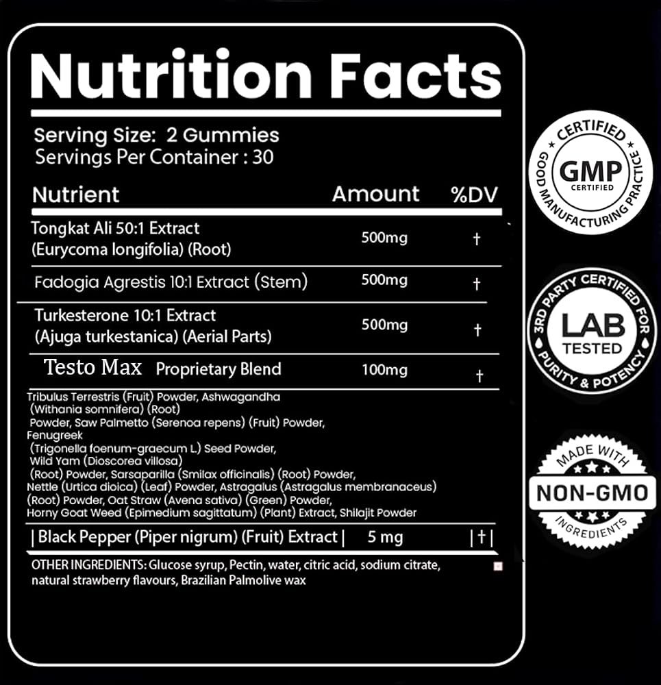 MACRO VITAL Testosterone Booster Gummies - 60 Count - image 8