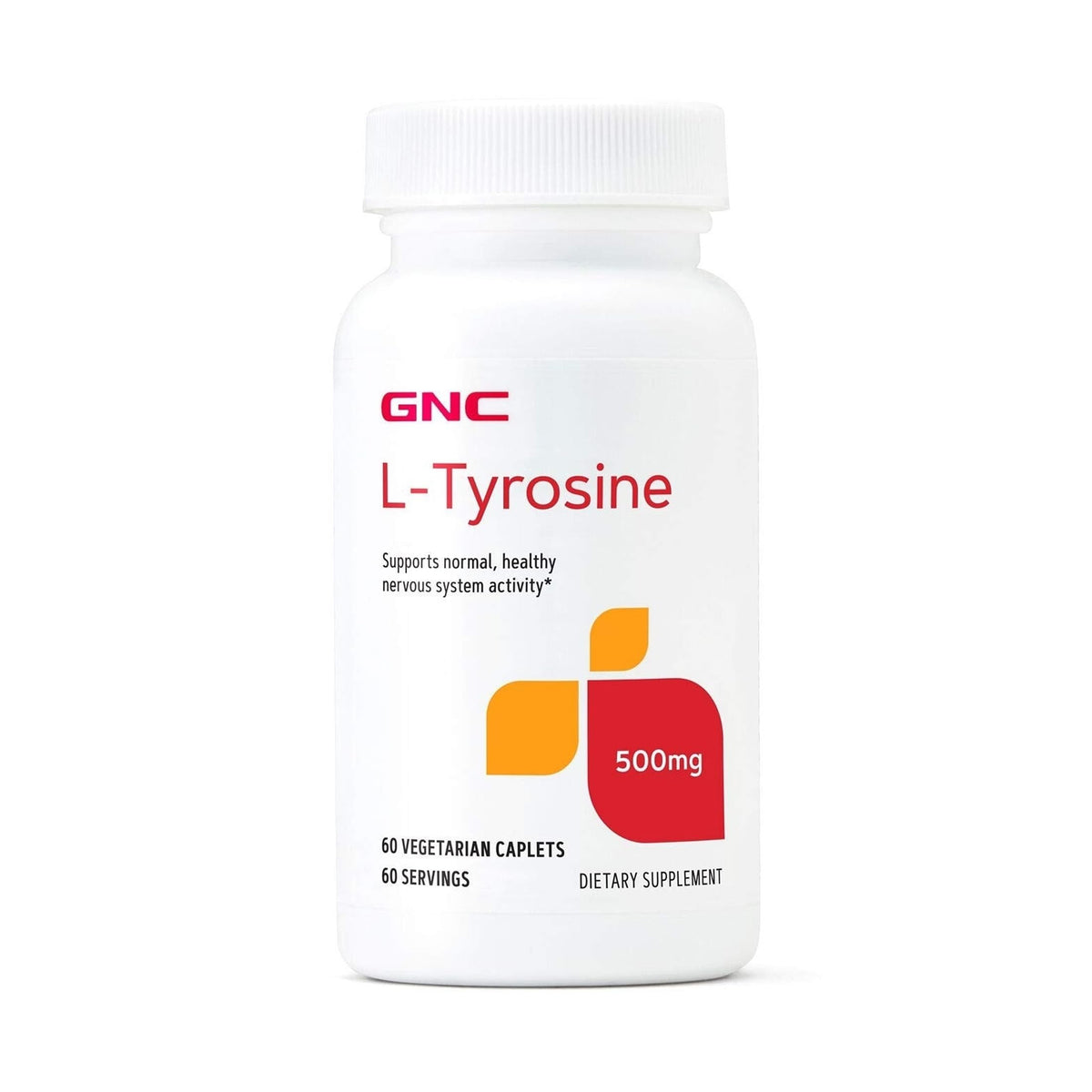 GNC L-Tyrosine 500mg Nervous System Support - 60 Vegetarian Caplets
