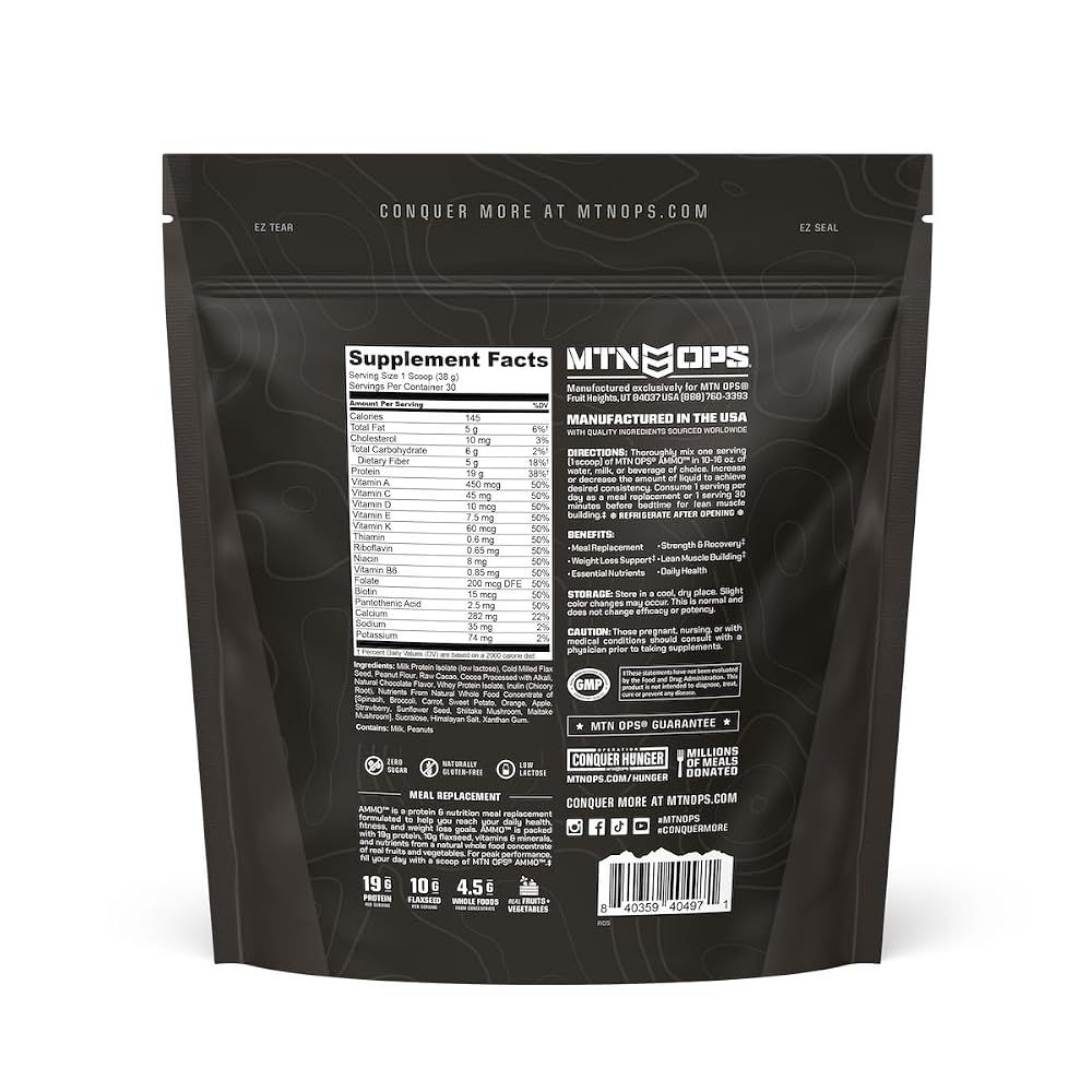 MTN OPS Ammo Meal Replacement Protein Powder Peanut Butter Chocolate - 30 oz - image 8