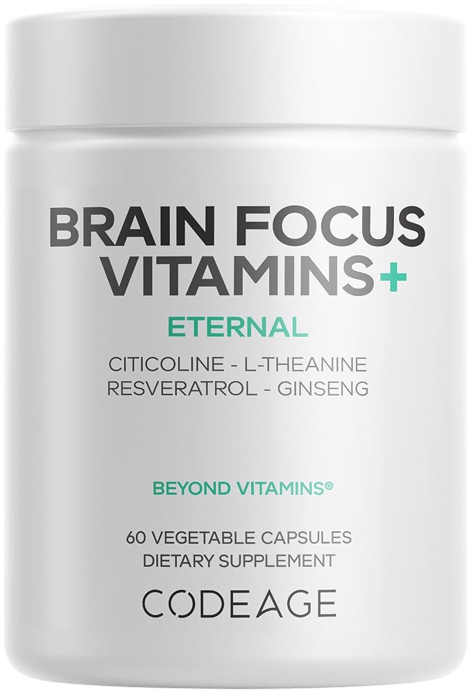 Codeage Brain Focus Vitamins+ Citicoline Cognizin - 60 Capsules