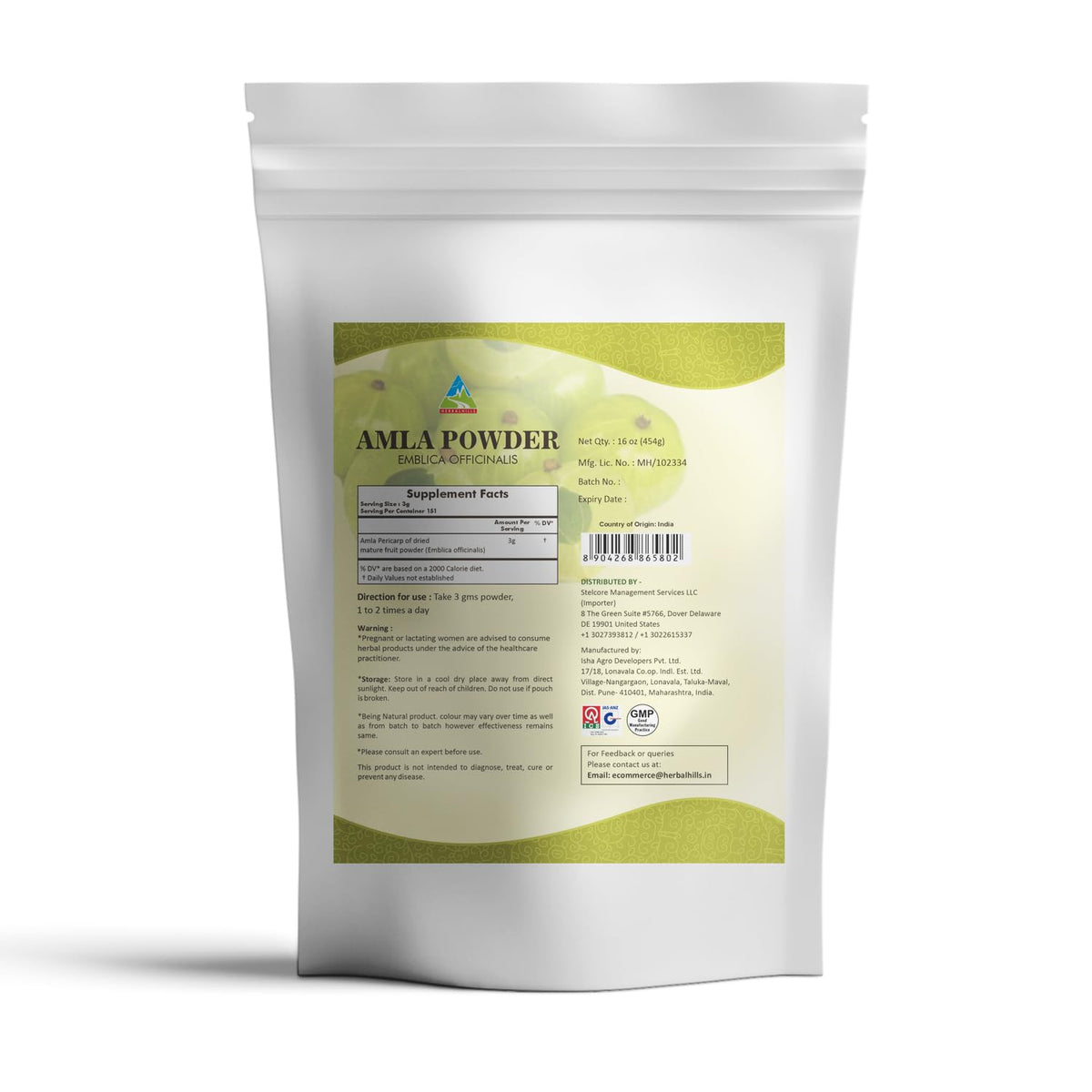 HERBAL HILLS Amla Powder Indian Gooseberry - 16 oz - image 2