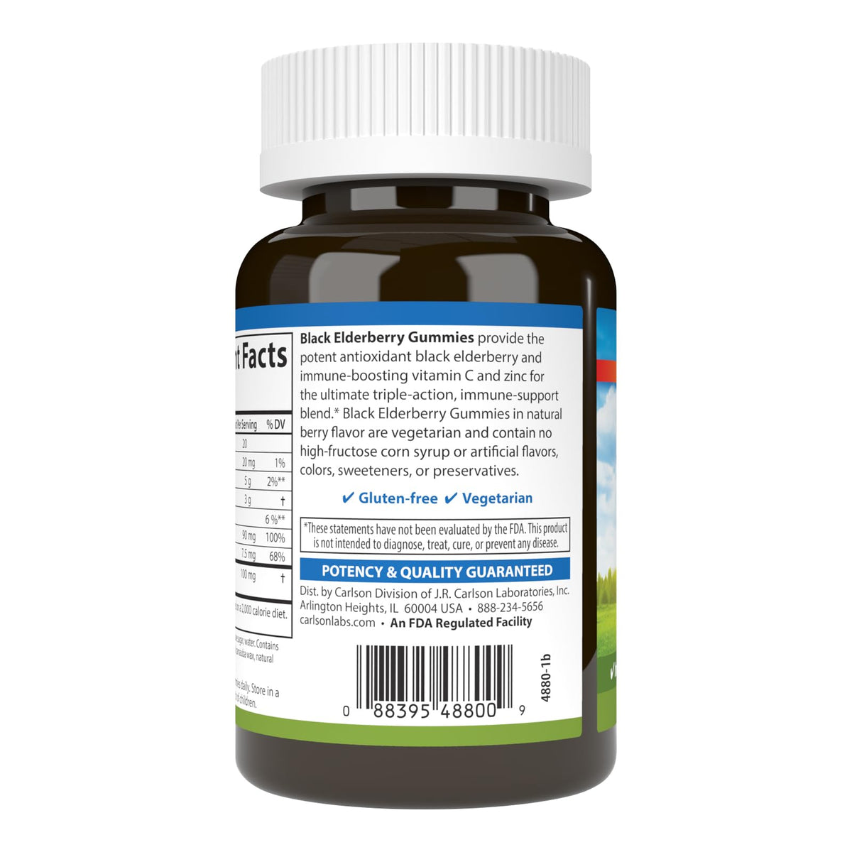 Carlson Black Elderberry Gummies 100 mg - 60 Vegetarian Gummies - image 6
