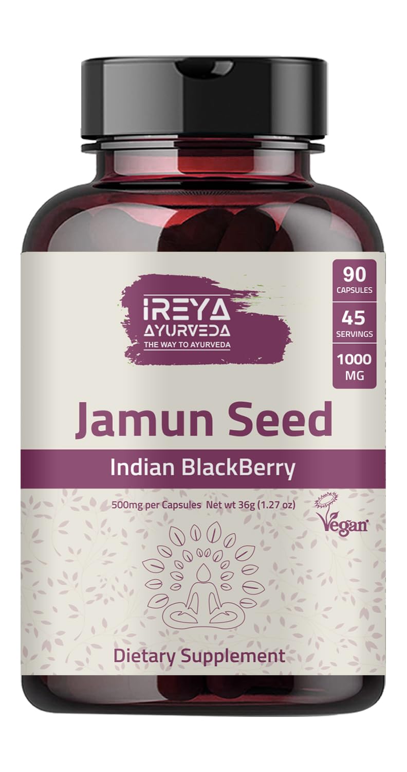 Ireya Ayurveda Jamun Seed Capsules 1000 mg - 90 Capsules - image 2
