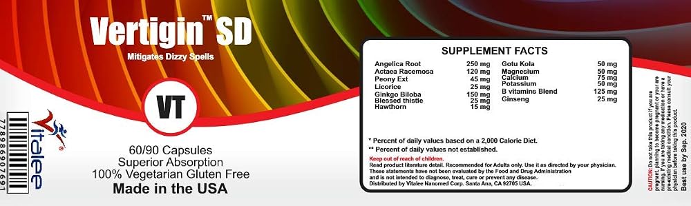 Vitalee Nanomed Vertigin SD Vertigo Supplement - 60 Capsules - image 3