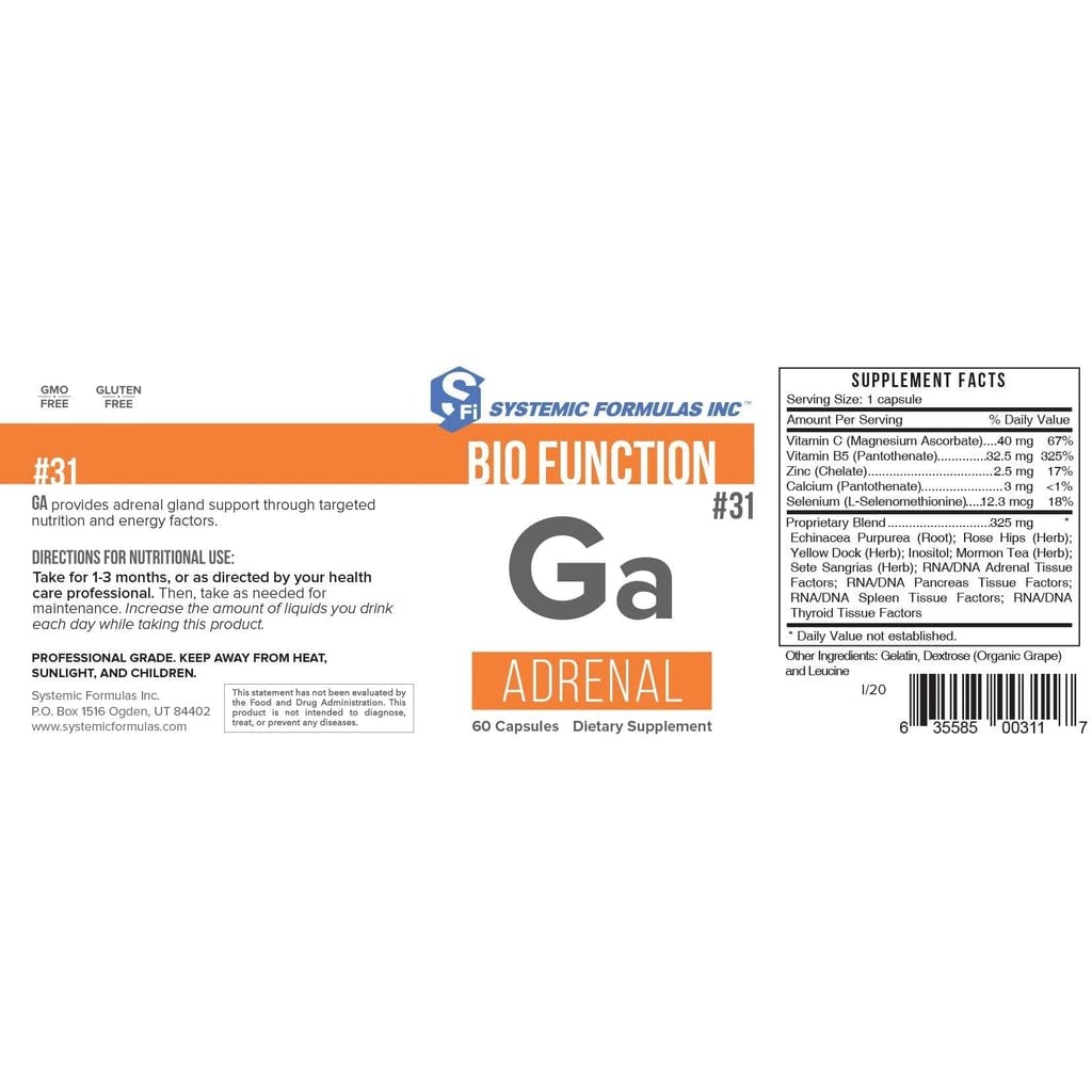 Systemic Formulas #31 Ga Adrenal Support - 60 Capsules - image 2