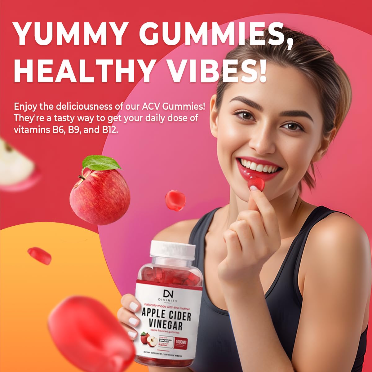 Divinity Nutra Apple Cider Vinegar Gummies with Mother - 100 Count - image 3