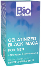Bio Nutrition Gelatinized Black Maca 500 mg - 60 Vegetarian Capsules