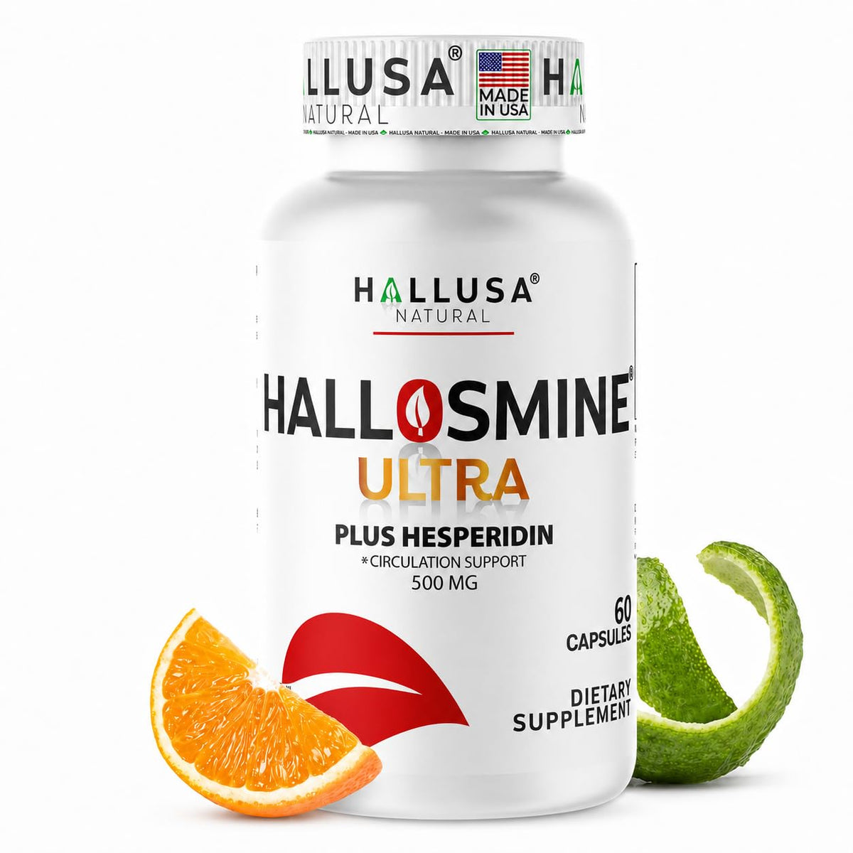 Hallusa Natural Diosmin 500mg & Hesperidin Circulation Support - 60 Capsules