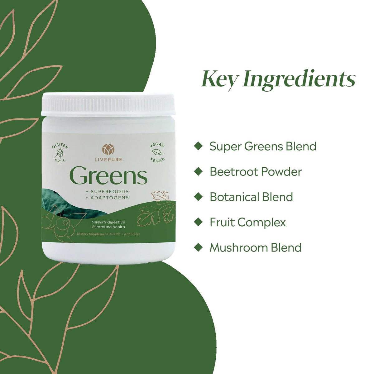 PURE Greens Superfood Powder for Energy & Nutrition - 7.4 oz - image 4
