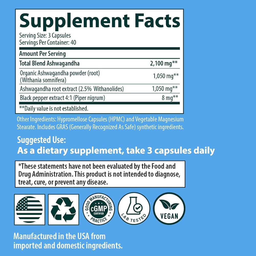 Sanar Naturals Ashwagandha 2100 mg Stress & Mood Support - 120 Capsules - image 8
