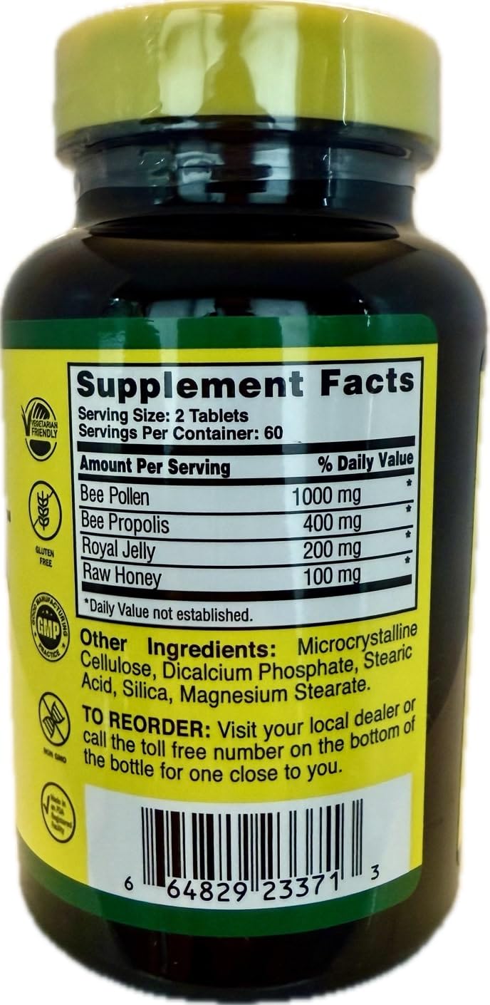 Nature Cure Bee Bee Pollen Royal Jelly Supplement - 120 Tablets - image 2