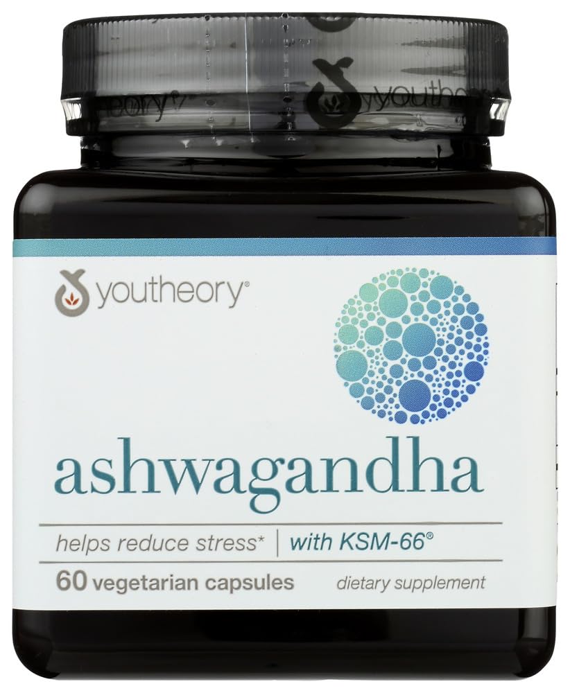 Youtheory Ashwagandha Dietary Supplement Stress Relief - 60 Vegetarian Capsules