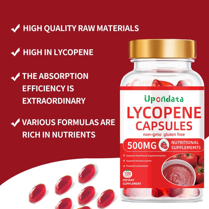 Upondata Lycopene Capsules - 500mg 100 Softgels Natural Tomato