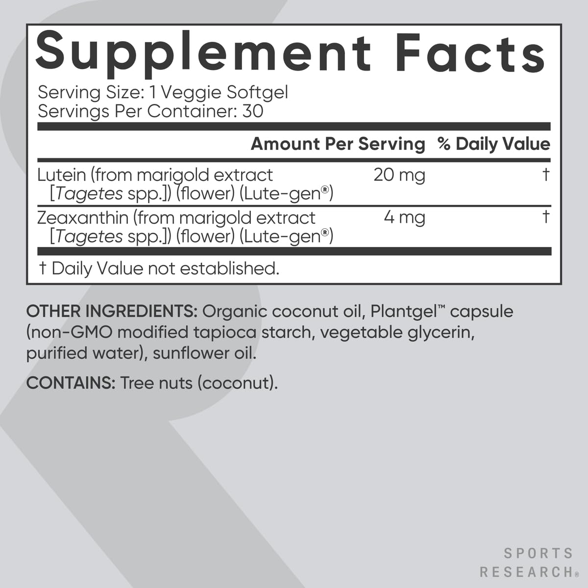 Sports Research Lutein + Zeaxanthin with Coconut Oil - 30 Softgels - image 5