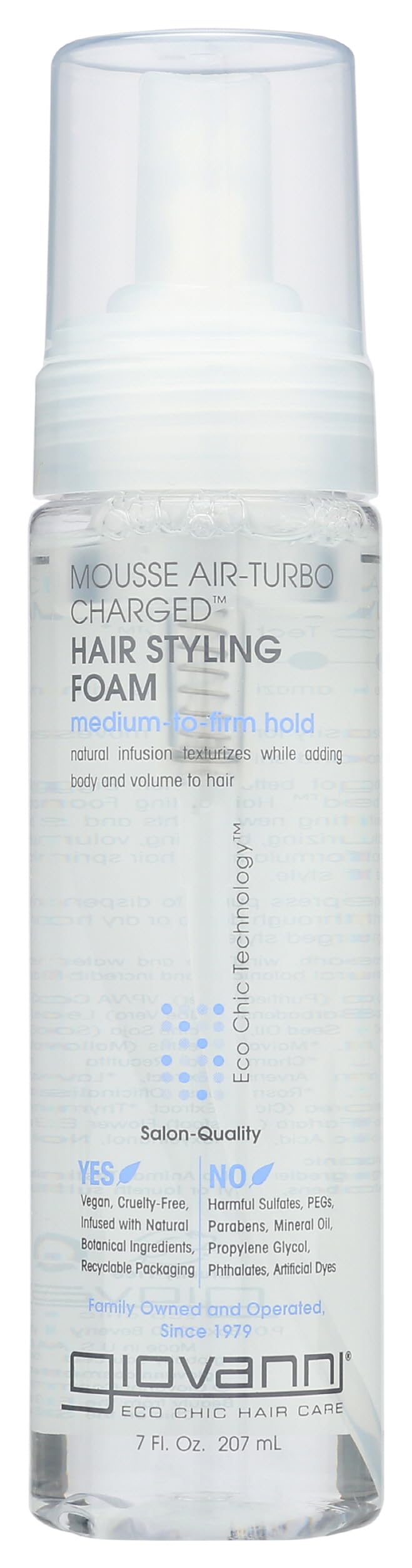 Giovanni Hair Styling Foam Natural Mousse Air Turbo Charged - 7 Fl Oz