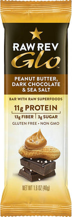 Raw Rev Glo Peanut Butter Dark Chocolate Sea Salt Vegan Protein Bars - 36 Count
