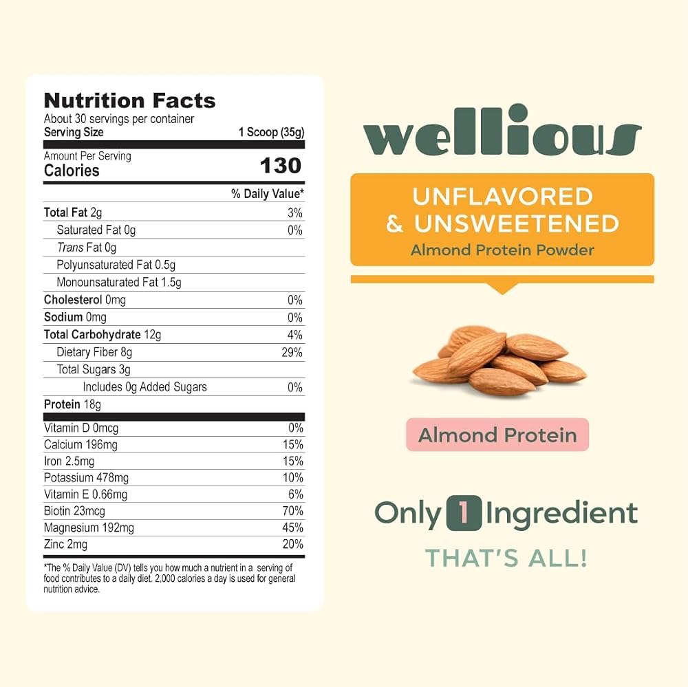 wellious Almond Protein Powder (Vanilla)