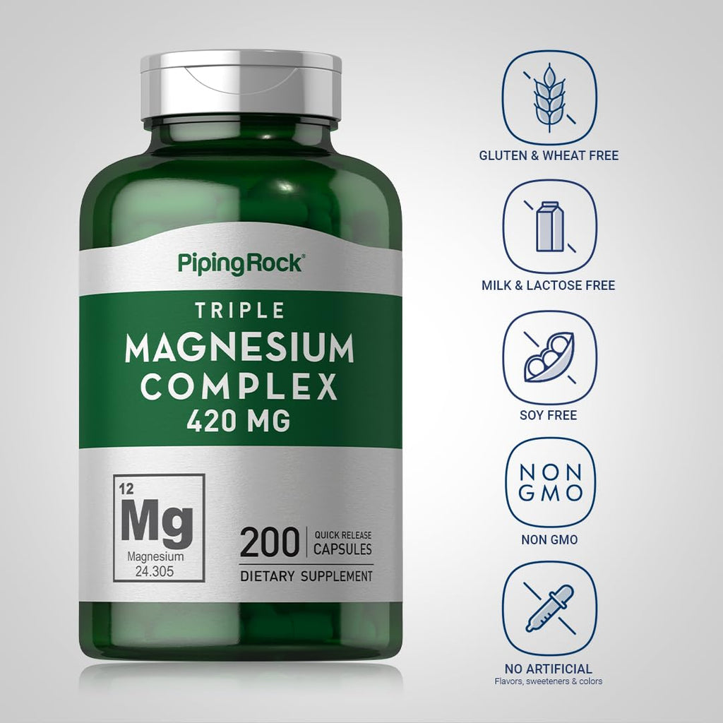 Piping Rock Triple Magnesium Complex 420 mg - 200 Capsules - image 3
