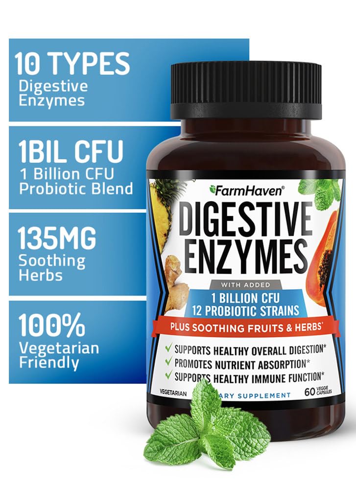 FarmHaven Digestive Enzymes with Probiotics & Herbs - 180 Capsules - image 3