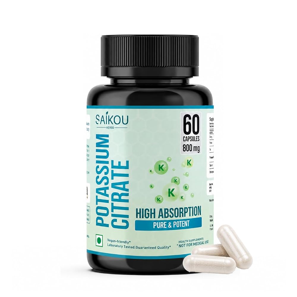 SAIKOU HERBS Potassium Supplement 800 mg High Absorption Potassium