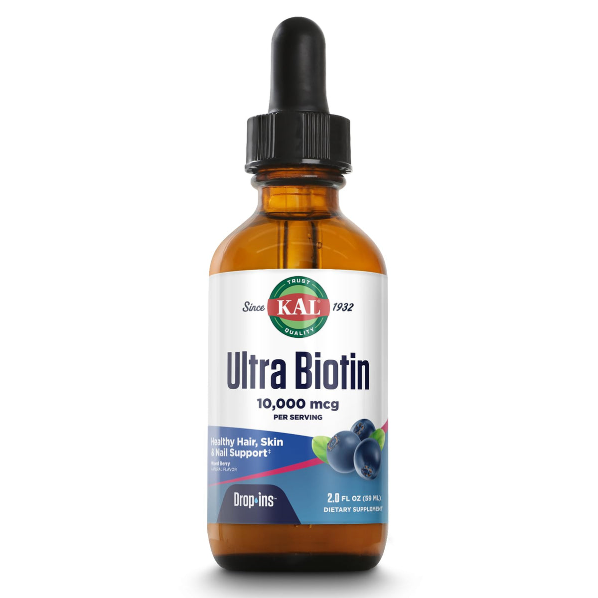 KAL Ultra Biotin 10000mcg DropIns Mixed Berry - 2 fl oz