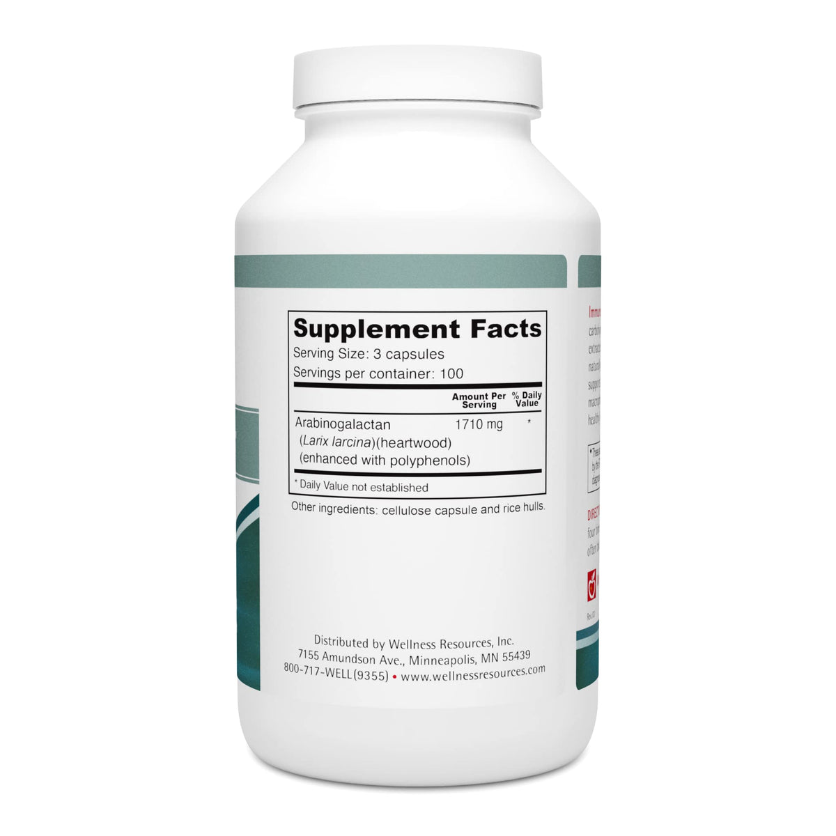 Wellness Resources Immune Plus Arabinogalactan - 300 Vegetarian Capsules - image 3