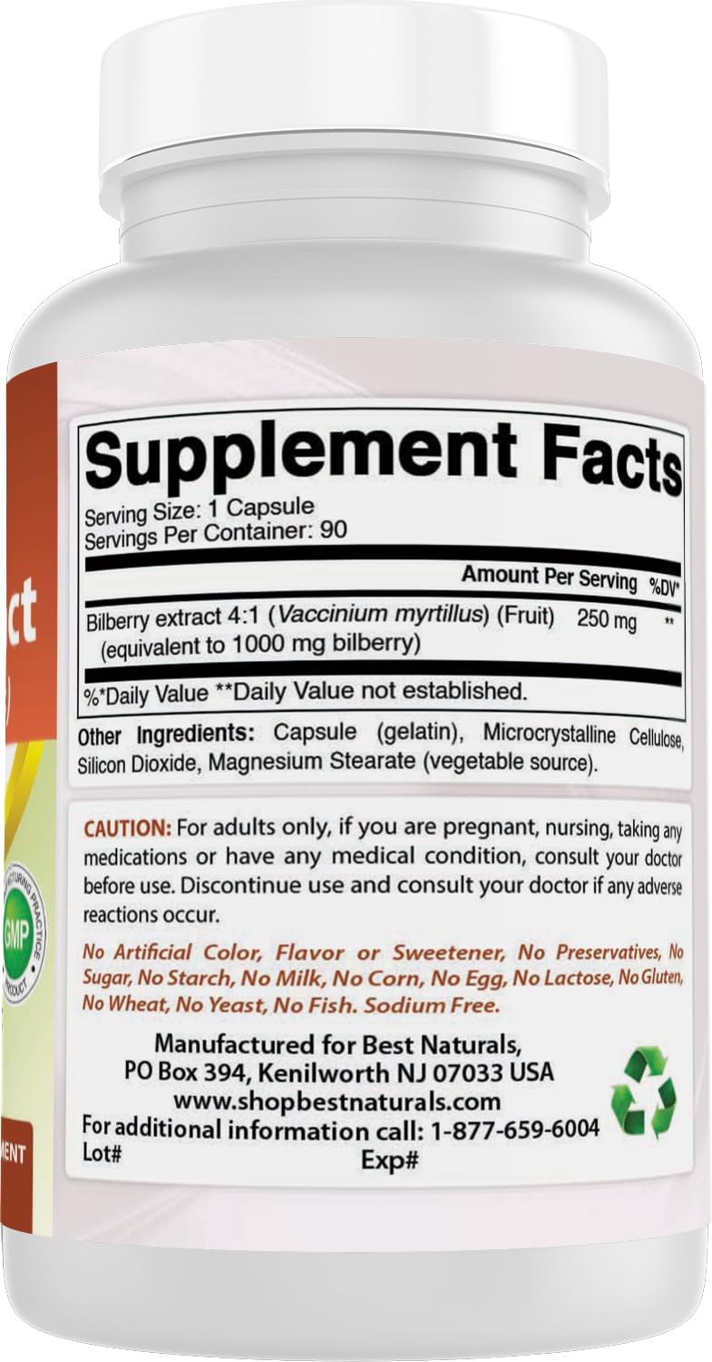 Best Naturals Bilberry Extract 1000mg Supports Healthy Vision - 90 Capsules - image 6