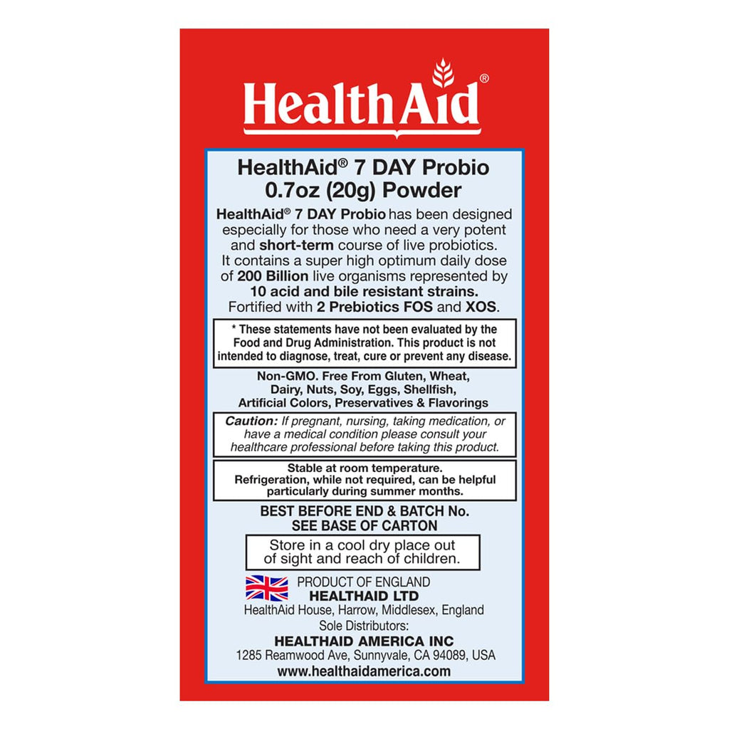 HealthAid 7 Day Probio 200 Billion CFU Probiotic Powder - 1 Ounce - image 2