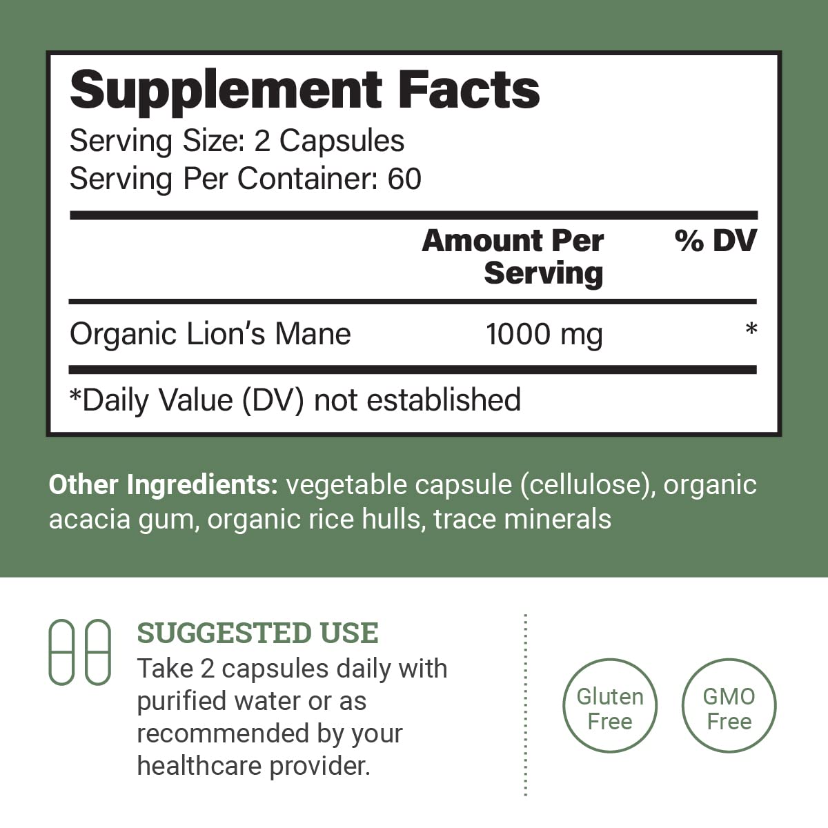 Earth Harmony Naturals Lion's Mane Supplement 1000mg - 120 Capsules - image 2