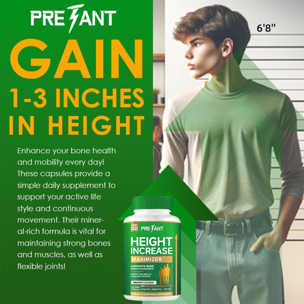 PRETANT Growth Capsules Height Increase Maximizer with Calcium - 62 Capsules - image 3