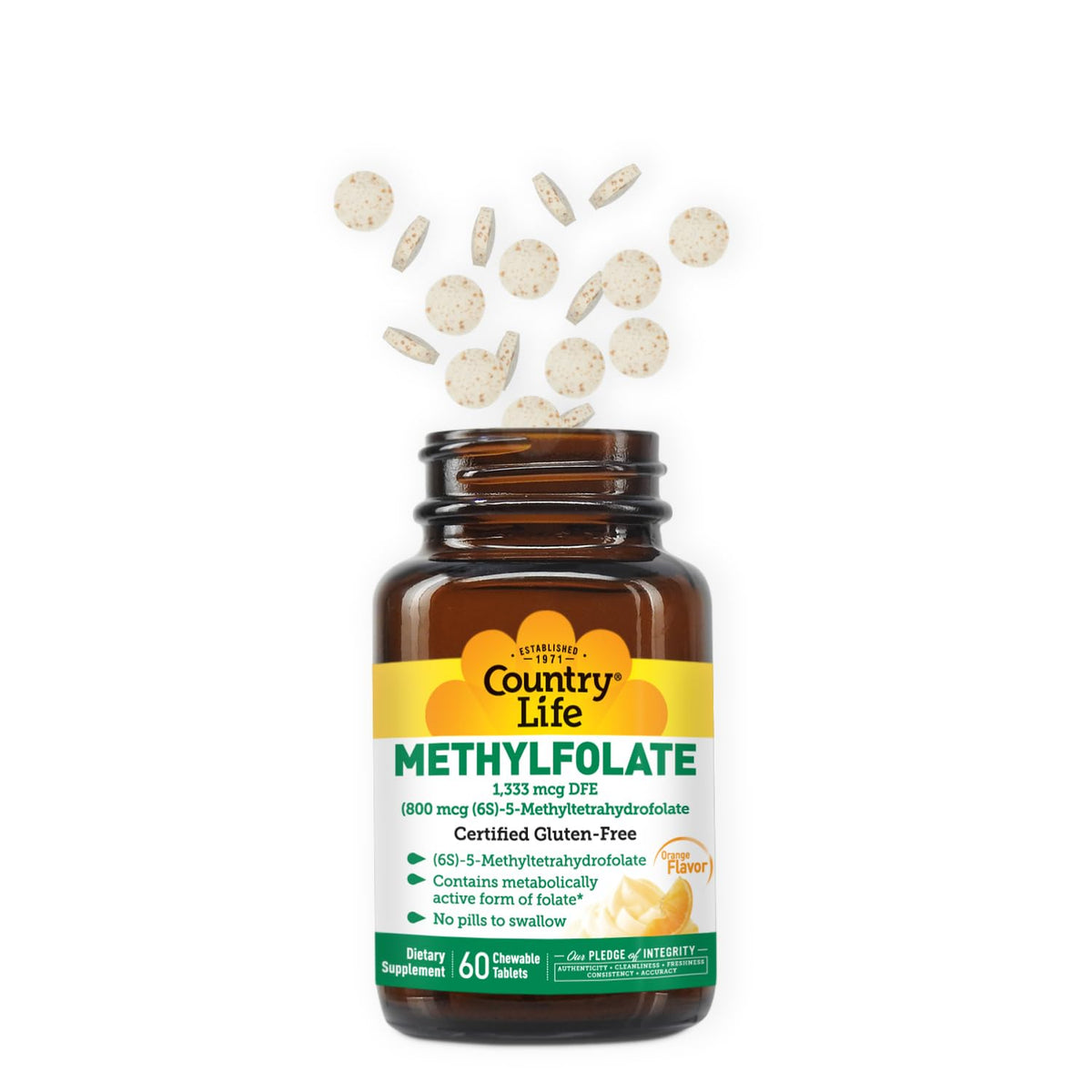 Country Life Methylfolate Chewable Tablets with B12 - 60 Tablets - image 3