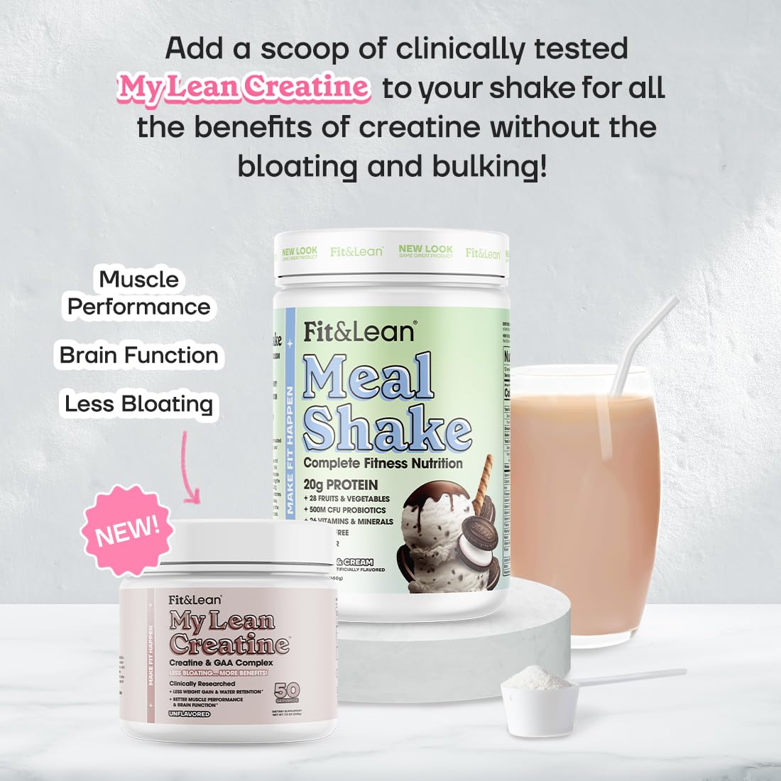 Fit & Lean Meal Shake Protein Powder Cookies and Cream - 10 Servings - image 6