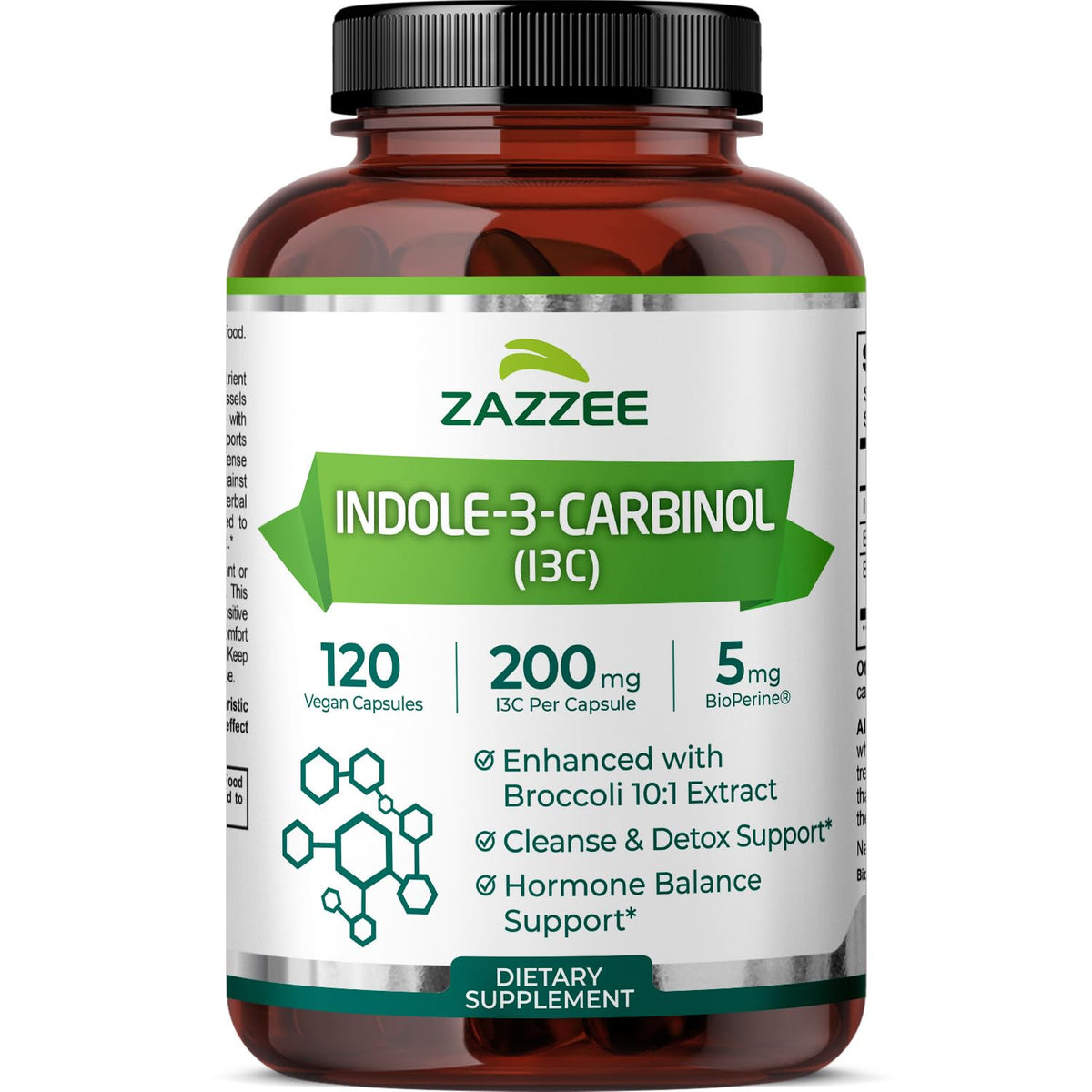 Zazzee Indole-3-Carbinol 200 mg with BioPerine - 120 Capsules