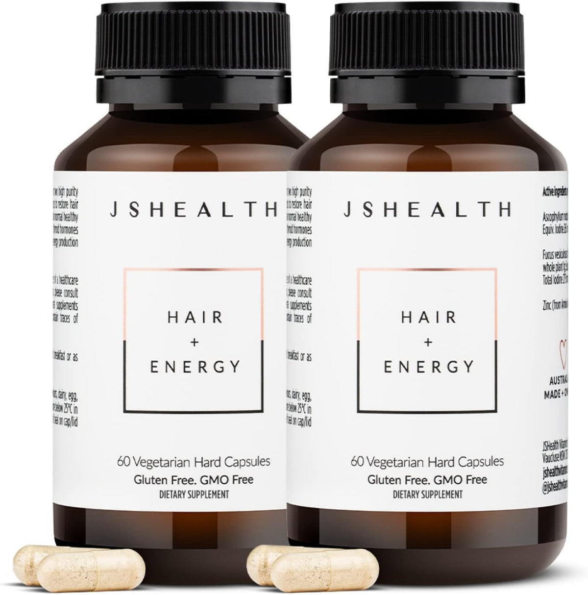 JSHealth Vitamins Hair + Energy Formula - 120 Capsules