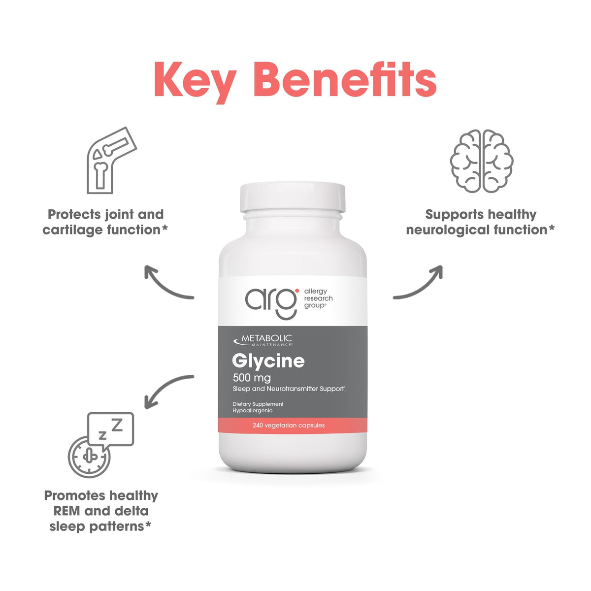 Metabolic Maintenance Glycine 500 mg Sleep Support - 250 Capsules - image 5