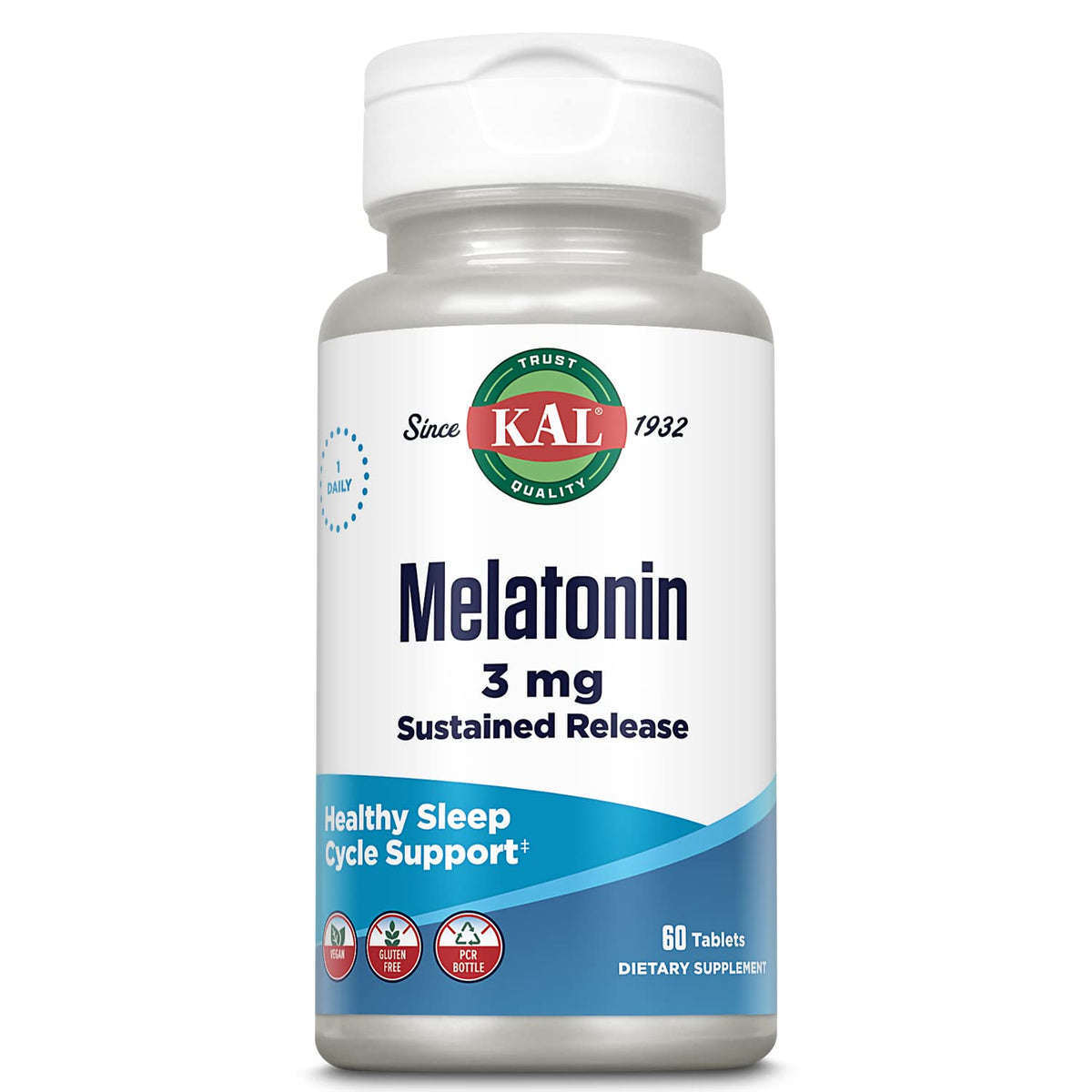 KAL Melatonin 3mg Sleep Aid Slow Release - 60 Tablets
