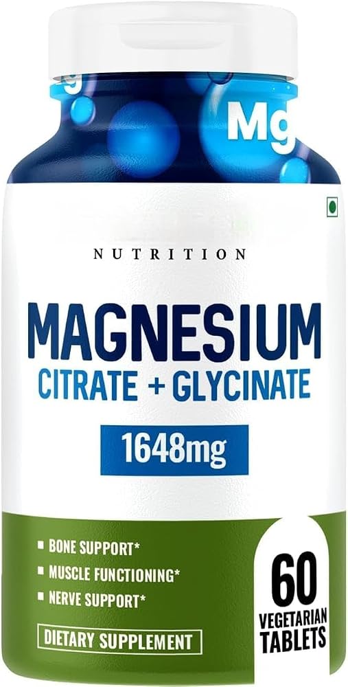 Generic Magnesium Citrate + Glycinate 1648 mg Supplement - 60 Tablets