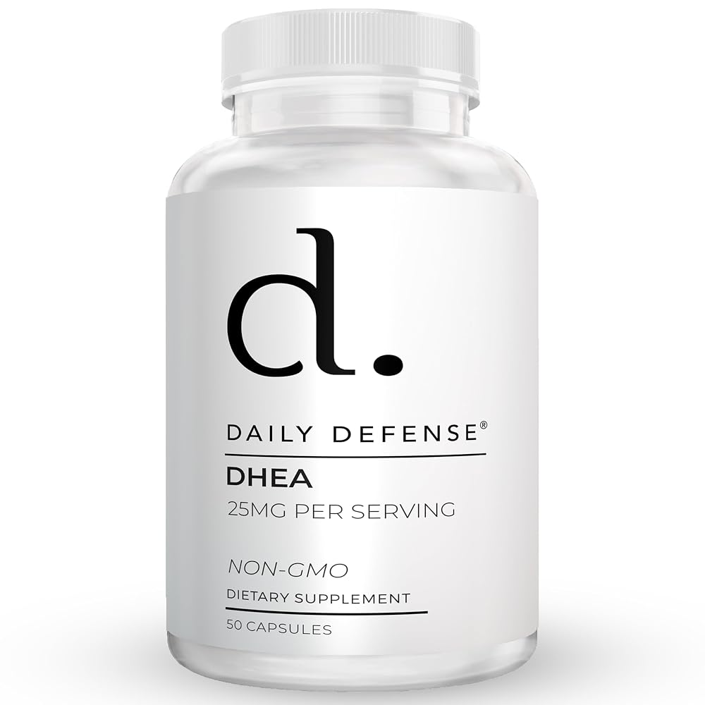 Daily Defense Pure DHEA 25mg for Energy & Mood Support - 50 Capsules