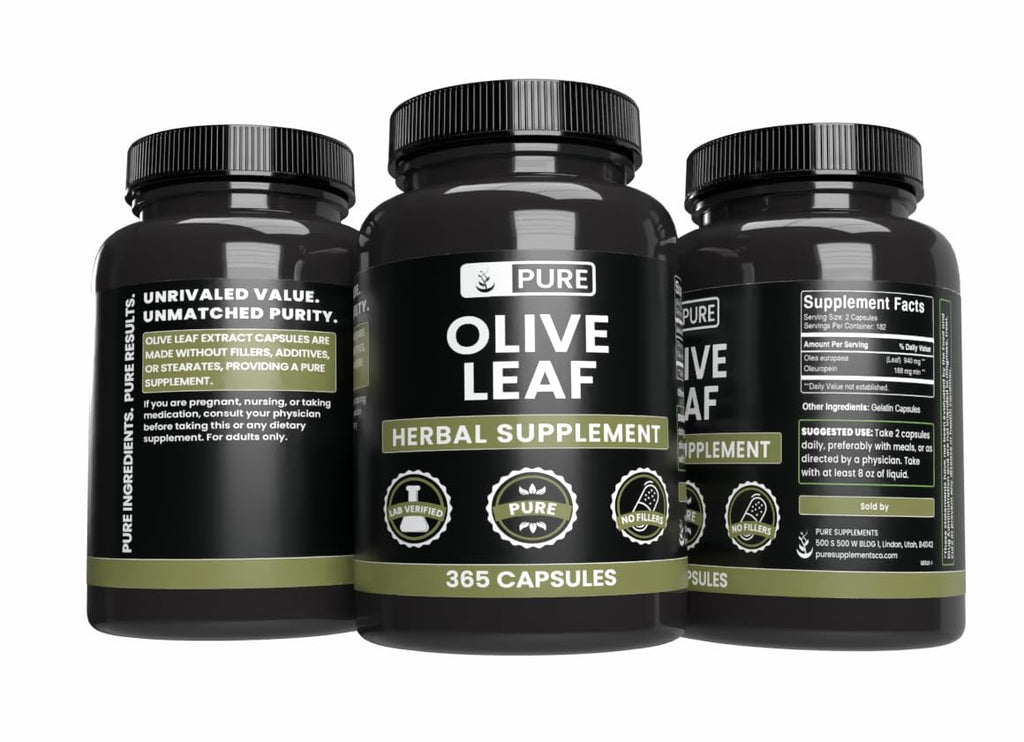 Pure Original Ingredients Olive Leaf (365 Capsules) No Magnesium Or